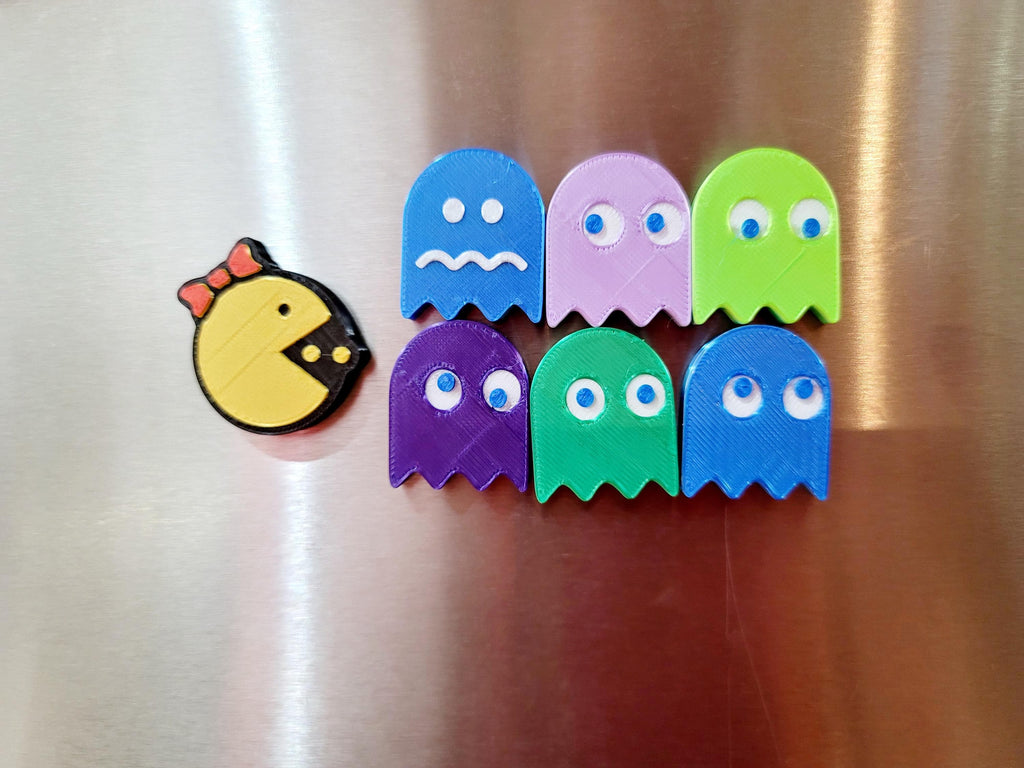 Retro Arcade Maze Fridge Magnets | Pac-Man Themed Chomper, Ghosts, Modular Pieces