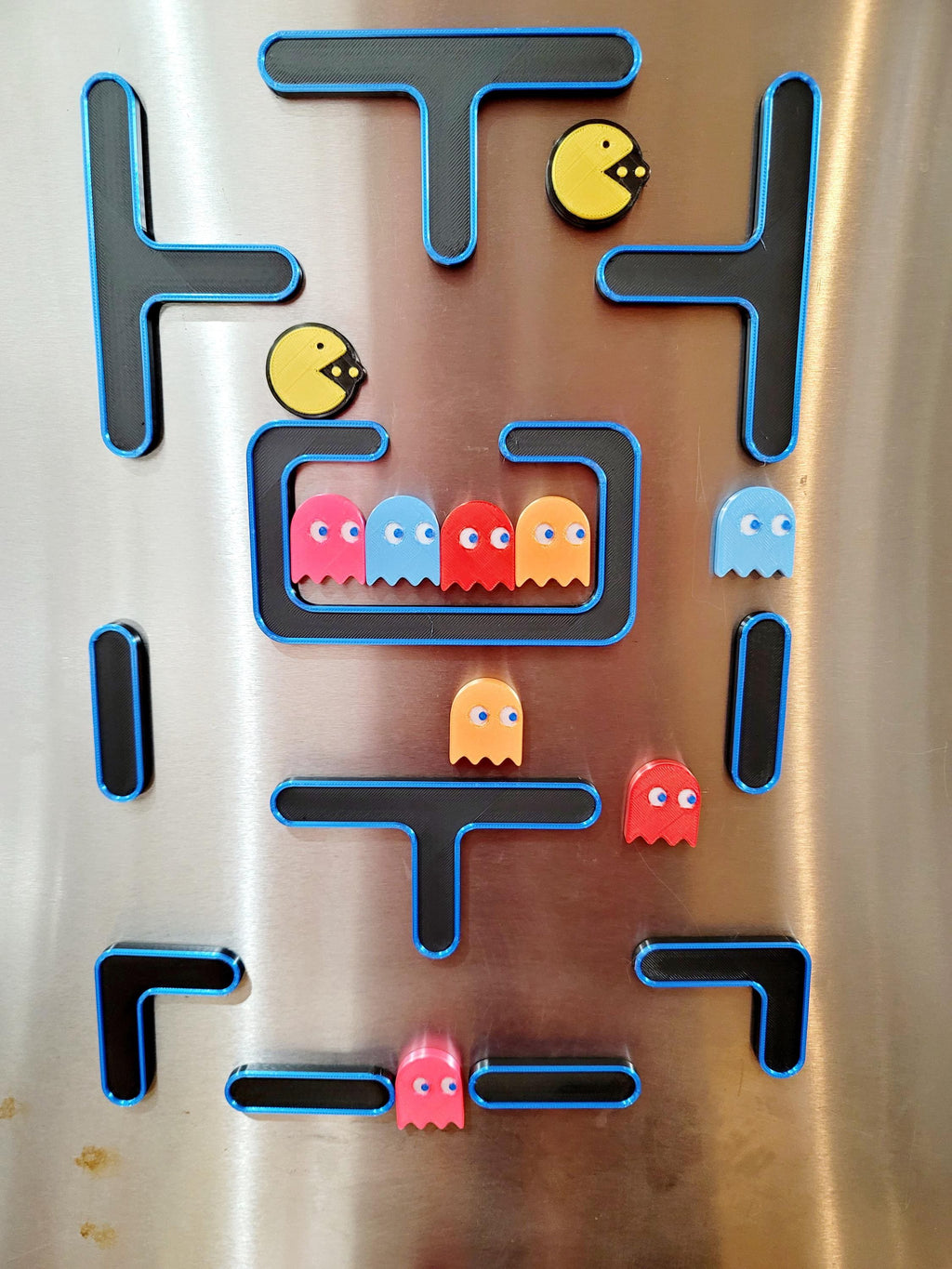 Retro Arcade Maze Fridge Magnets | Pac-Man Themed Chomper, Ghosts, Modular Pieces