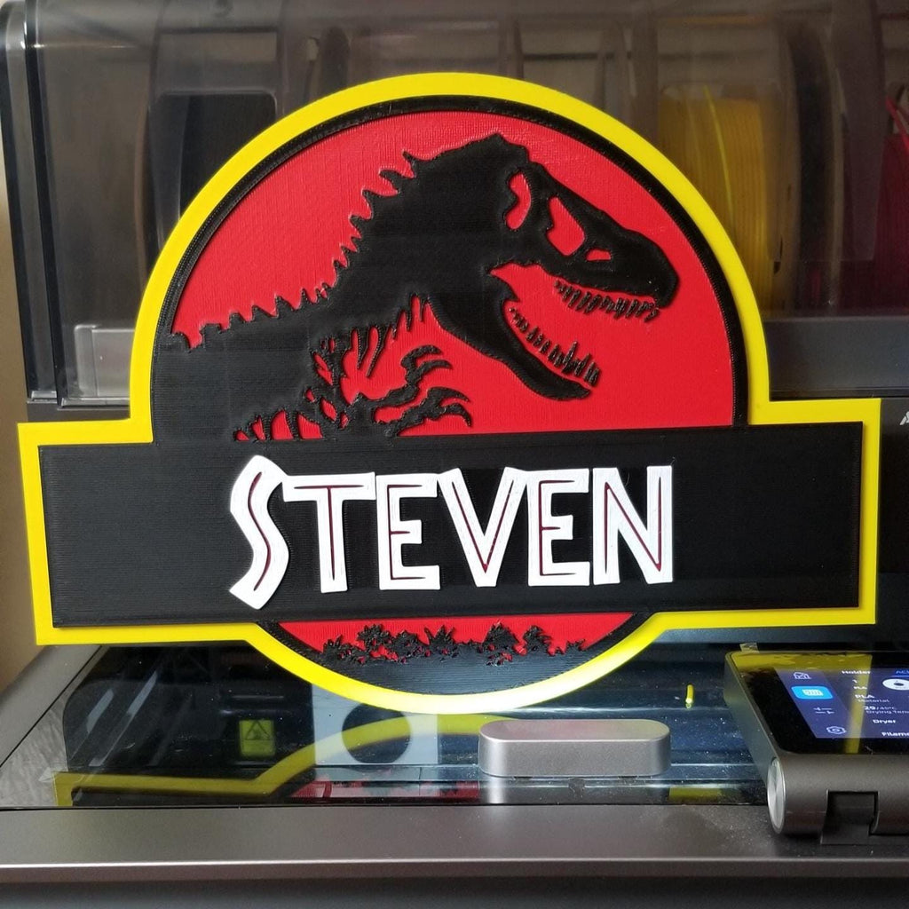 Custom Jurassic Park-inspired Wall Logo Sign – Personalized Name Sign | Dinosaur Decor with optional keychain