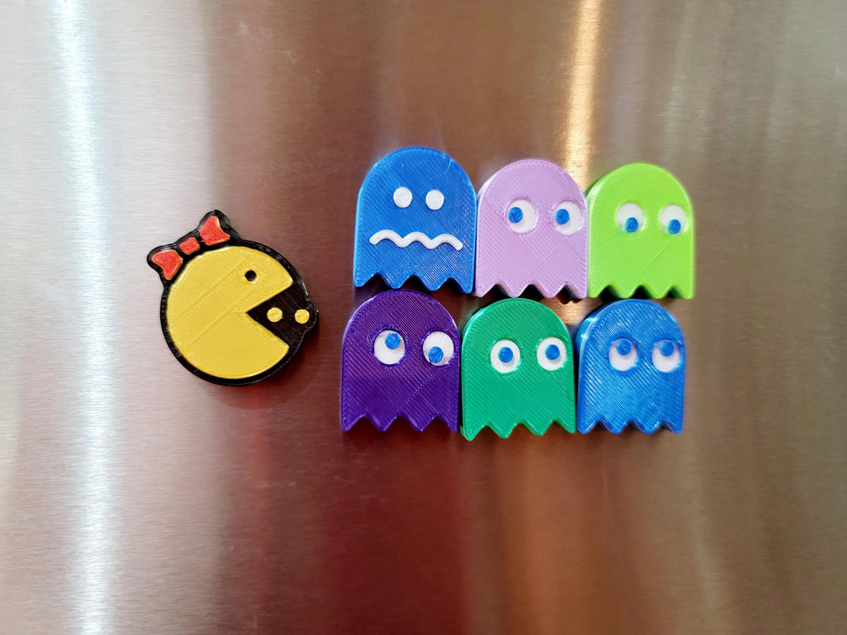 Retro Arcade Maze Fridge Magnets | Pac-Man Themed Chomper, Ghosts, Modular Pieces