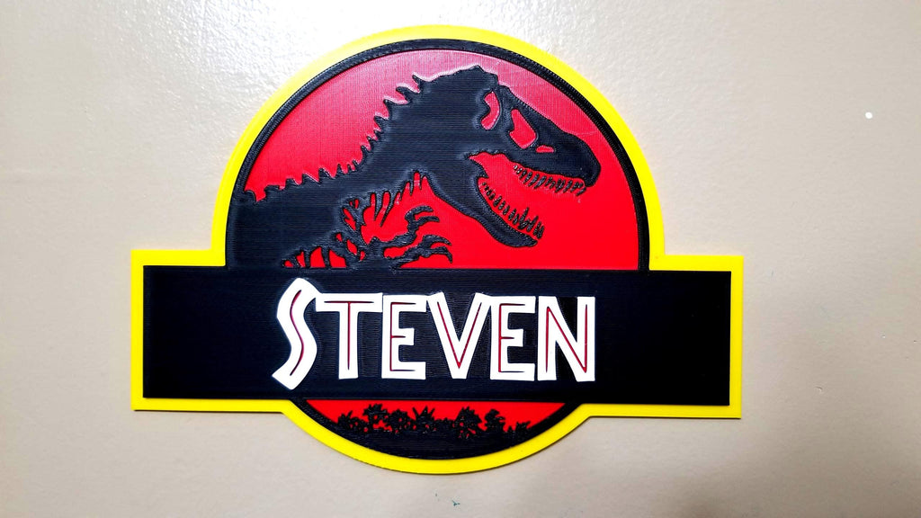 Custom Jurassic Park-inspired Wall Logo Sign – Personalized Name Sign | Dinosaur Decor with optional keychain