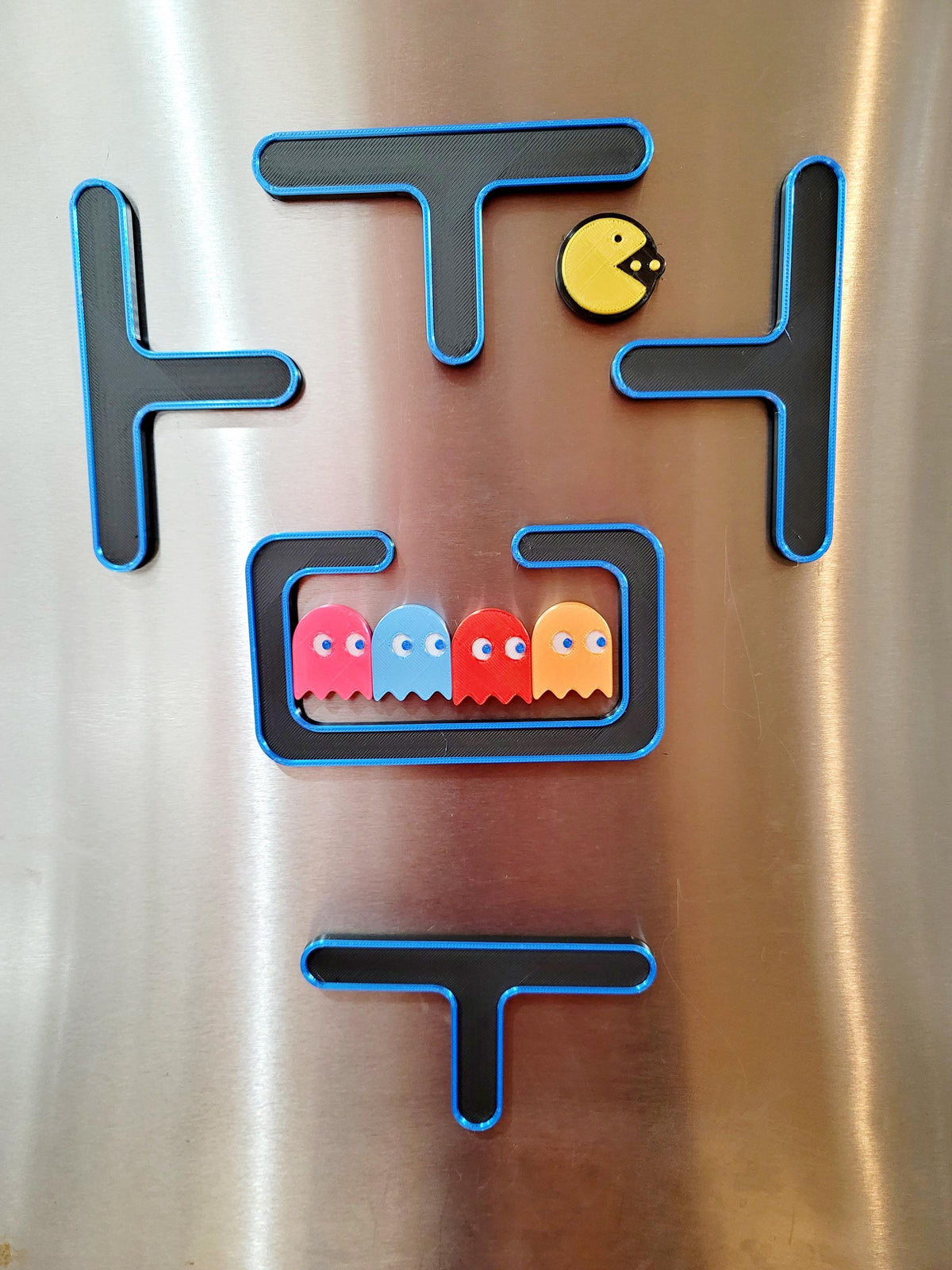 Retro Arcade Maze Fridge Magnets | Pac-Man Themed Chomper, Ghosts, Modular Pieces