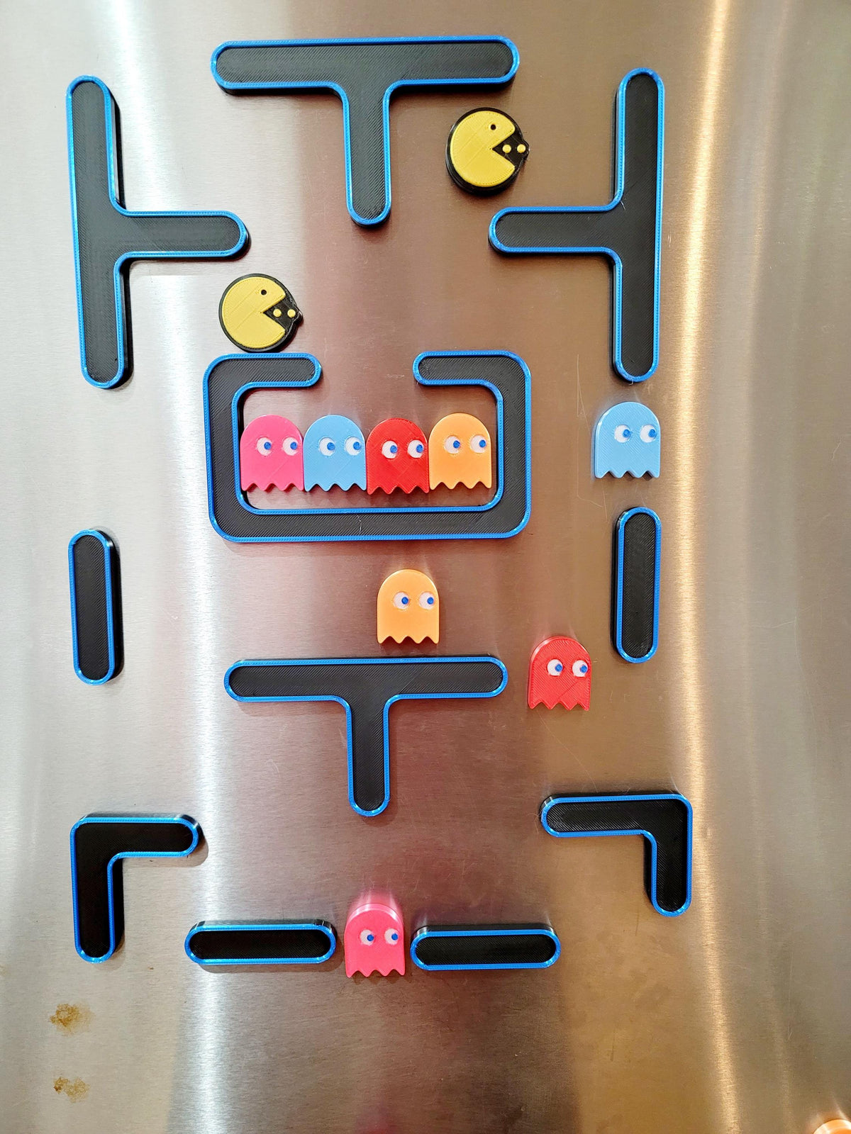 Retro Arcade Maze Fridge Magnets | Pac-Man Themed Chomper, Ghosts, Modular Pieces