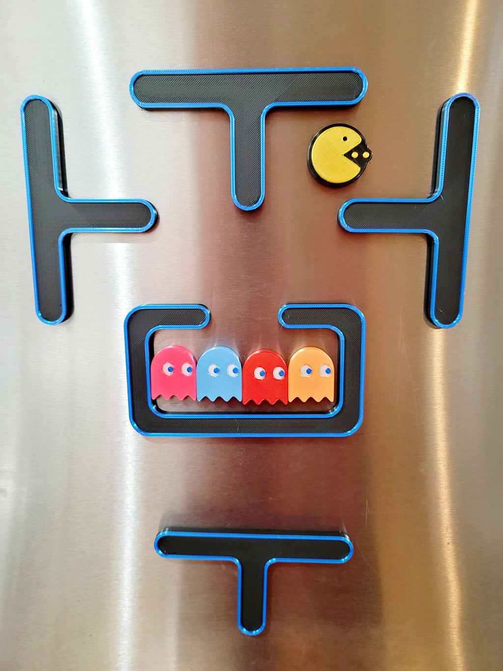 Retro Arcade Maze Fridge Magnets | Pac-Man Themed Chomper, Ghosts, Modular Pieces