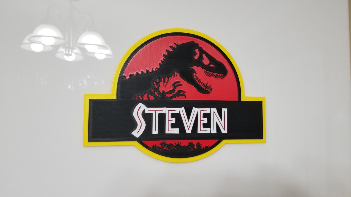 Custom Jurassic Park-inspired Wall Logo Sign – Personalized Name Sign | Dinosaur Decor with optional keychain
