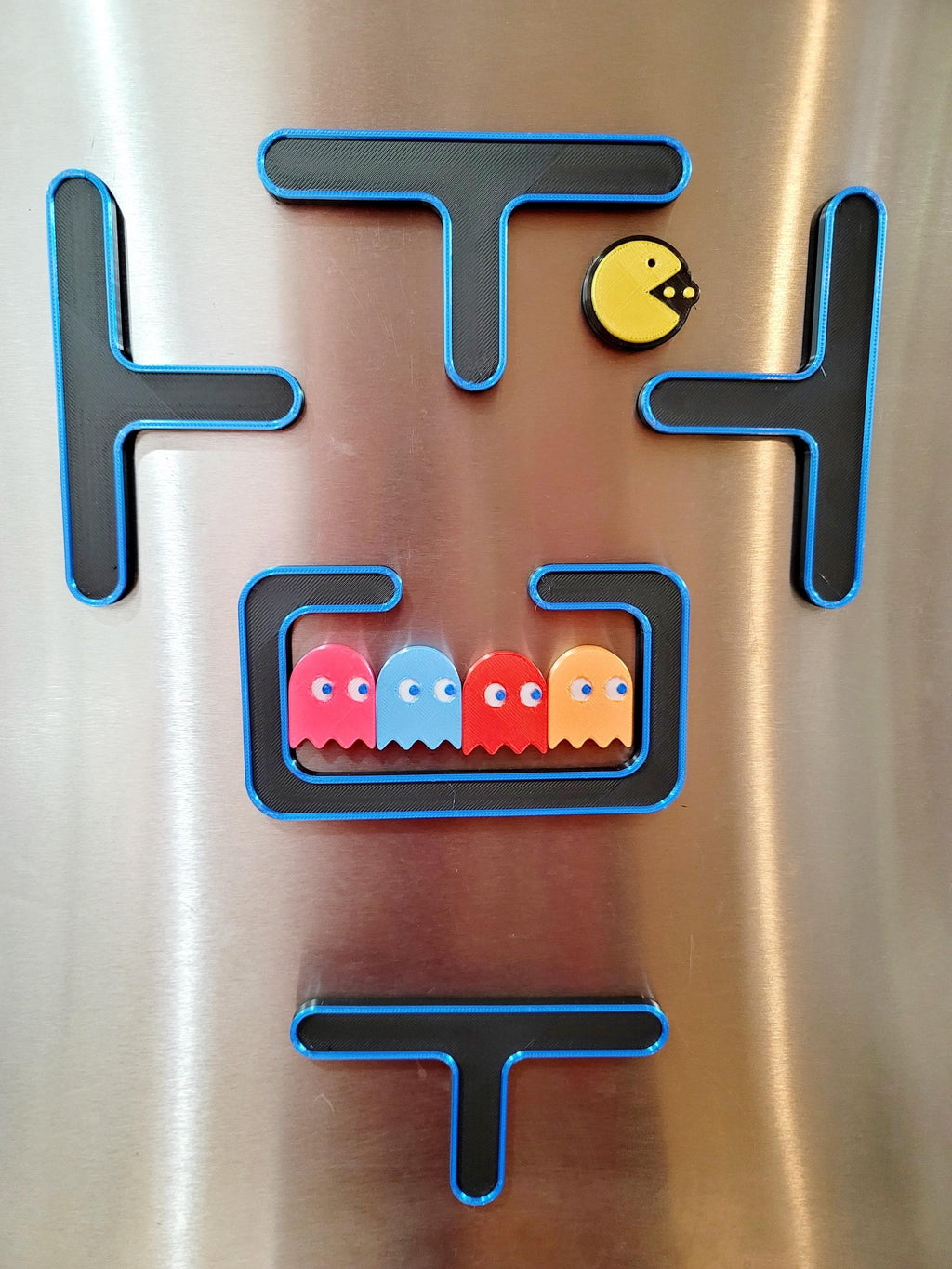 Retro Arcade Maze Fridge Magnets | Pac-Man Themed Chomper, Ghosts, Modular Pieces