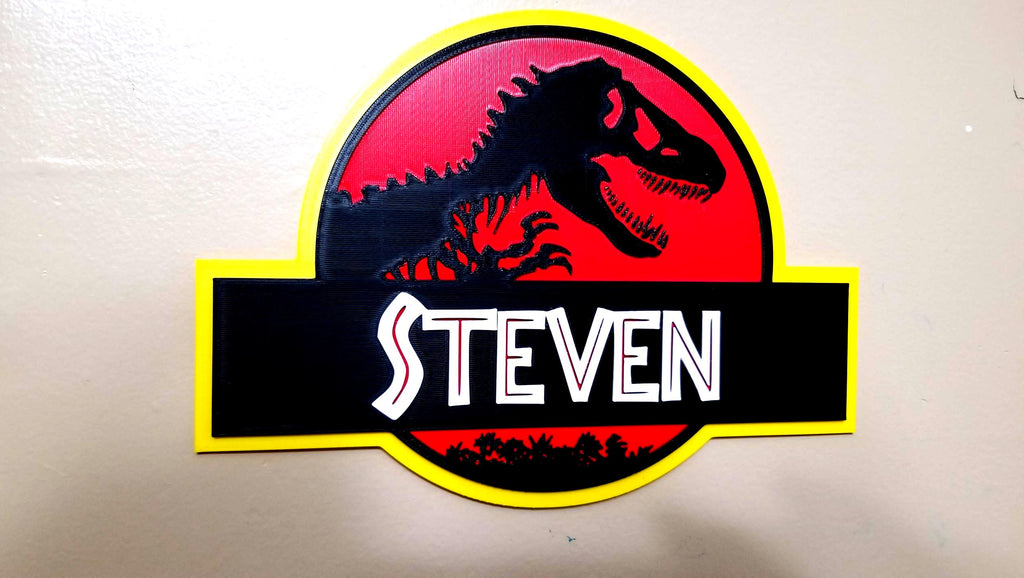 Custom Jurassic Park-inspired Wall Logo Sign – Personalized Name Sign | Dinosaur Decor with optional keychain