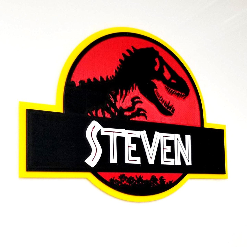 Custom Jurassic Park-inspired Wall Logo Sign – Personalized Name Sign | Dinosaur Decor with optional keychain