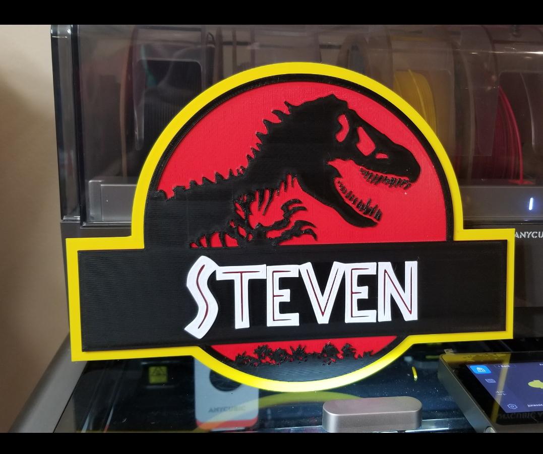 Custom Jurassic Park-inspired Wall Logo Sign – Personalized Name Sign | Dinosaur Decor with optional keychain