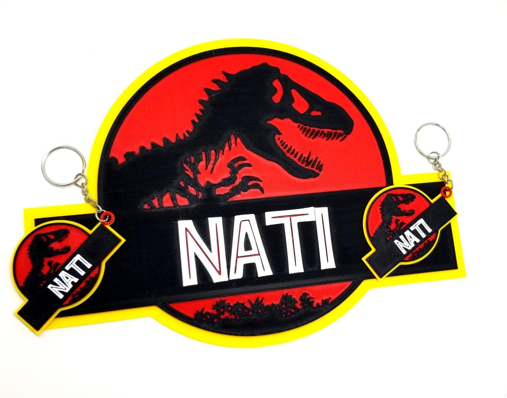 Custom Jurassic Park-inspired Wall Logo Sign – Personalized Name Sign | Dinosaur Decor with optional keychain